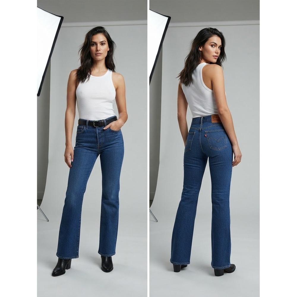 Levis Ribcage Bootcut Jeans Womens 29x33 High Rise Button Fly Blue 36934-0012